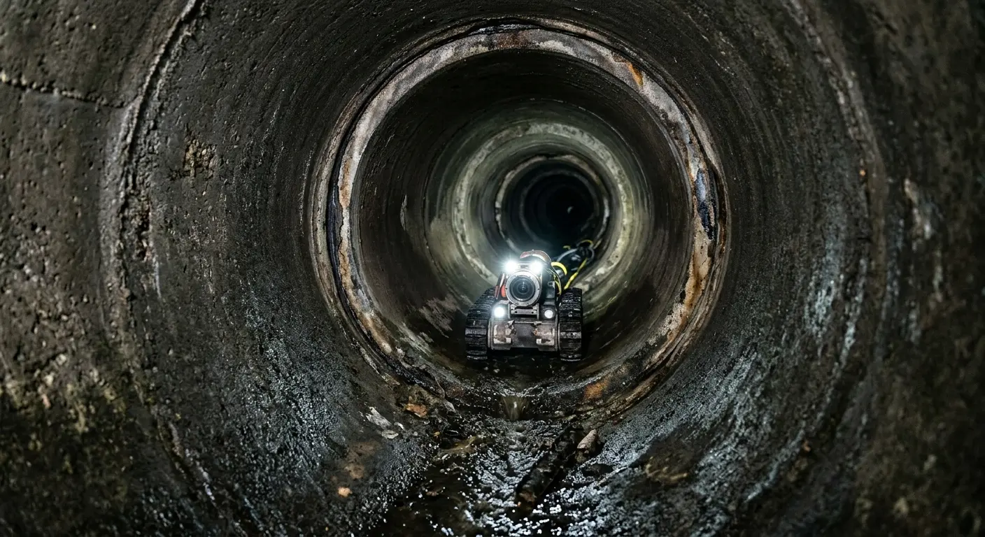 Robotic sewer camera inspecting pipe interior for Drain Snake Service in Roma